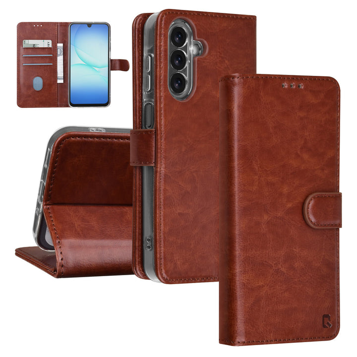 TUNIQ Samsung Galaxy A17 Book Case hoesje - Pasjeshouder voor 3 pasjes - Magneetsluiting - Hanger - Bruin-Hoesjes-Ilumina Benelux