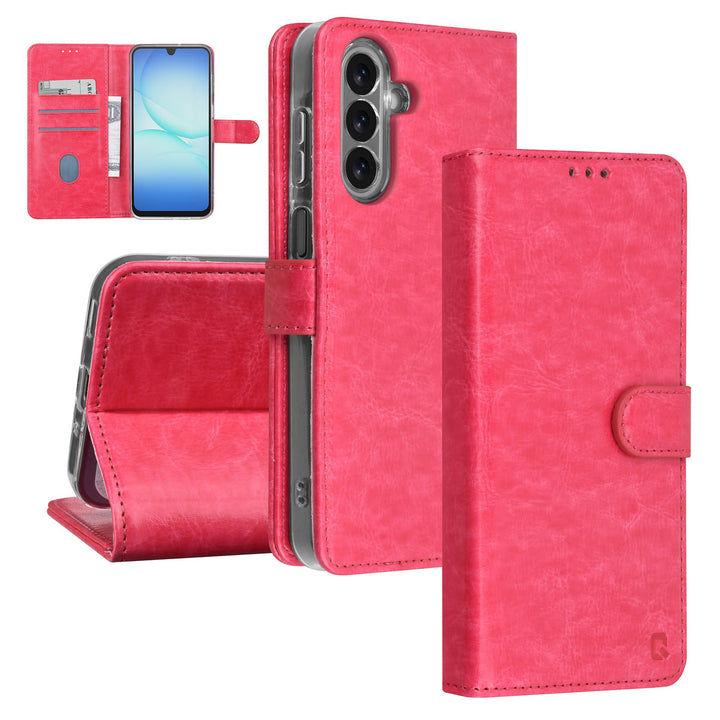 TUNIQ Samsung Galaxy A17 Book Case hoesje - Pasjeshouder voor 3 pasjes - Magneetsluiting - Hanger - Felroze-Hoesjes-Ilumina Benelux