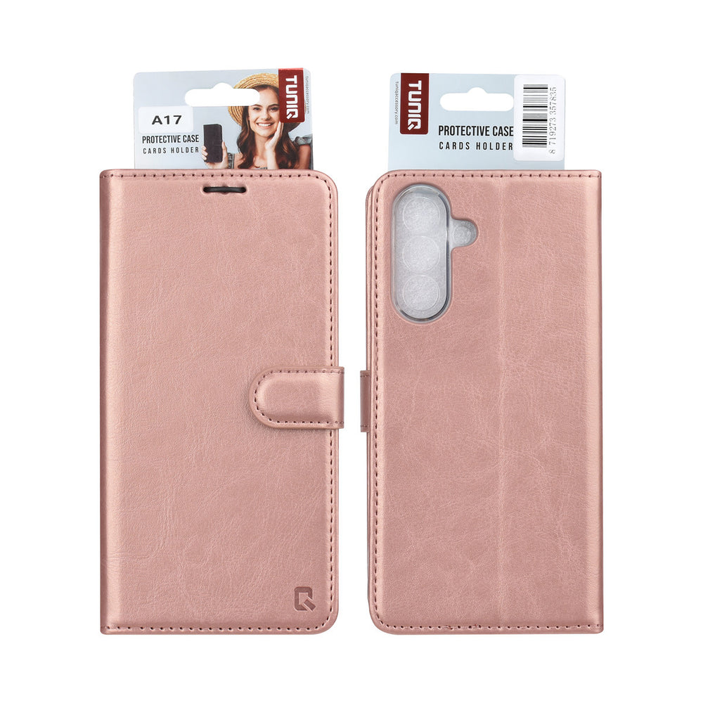 TUNIQ Samsung Galaxy A17 Book Case hoesje - Pasjeshouder voor 3 pasjes - Magneetsluiting - Hanger - Rose Gold-Hoesjes-Ilumina Benelux