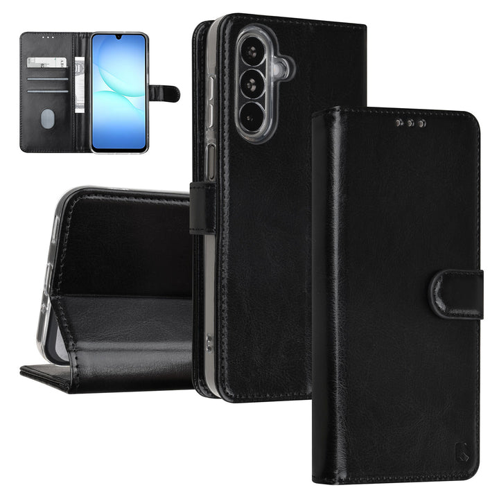 TUNIQ Samsung Galaxy A17 Book Case hoesje - Pasjeshouder voor 3 pasjes - Magneetsluiting - Hanger - Zwart-Hoesjes-Ilumina Benelux