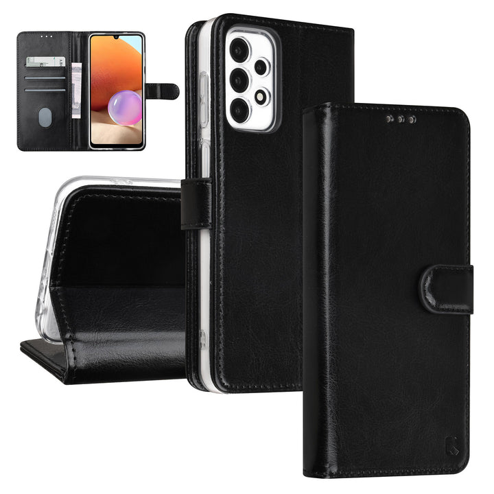 TUNIQ Samsung Galaxy A23 Book Case hoesje - Pasjeshouder voor 3 pasjes - Magneetsluiting - Hanger - Zwart-Hoesjes-Ilumina Benelux