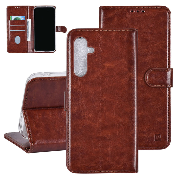 TUNIQ Samsung Galaxy A25 Book Case hoesje - Pasjeshouder voor 3 pasjes - Magneetsluiting - Hanger - Bruin-Hoesjes-Ilumina Benelux