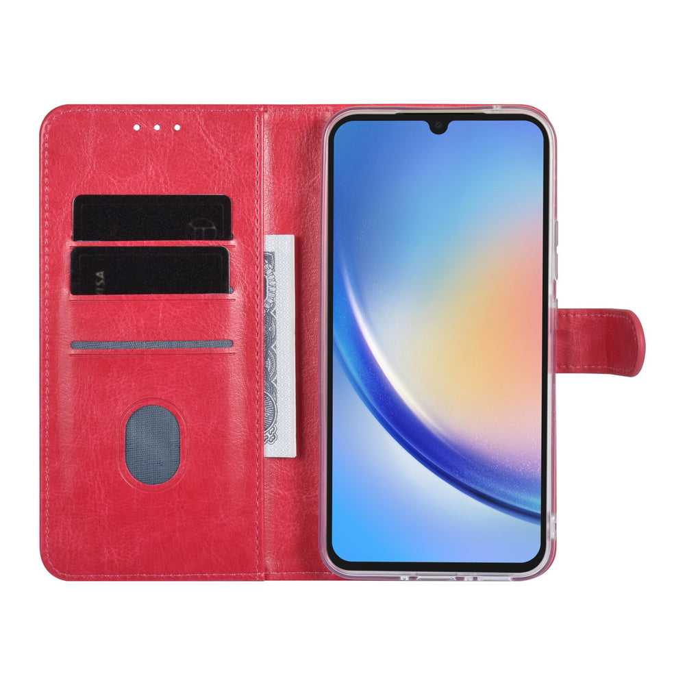 TUNIQ Samsung Galaxy A34 5G Book Case hoesje - Pasjeshouder voor 3 pasjes - Magneetsluiting - Hanger - Felroze-Hoesjes-Ilumina Benelux