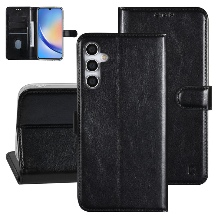 TUNIQ Samsung Galaxy A34 5G Book Case hoesje - Pasjeshouder voor 3 pasjes - Magneetsluiting - Hanger - Zwart-Hoesjes-Ilumina Benelux