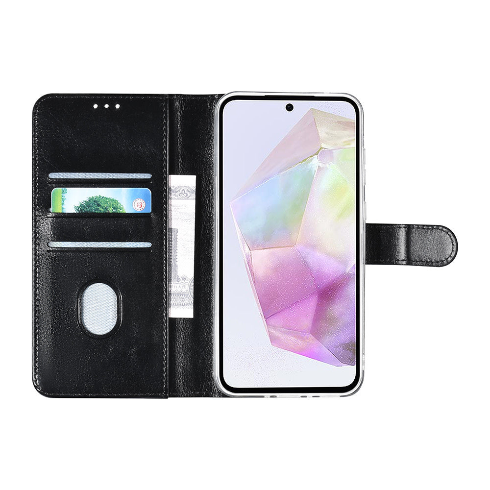 TUNIQ Samsung Galaxy A35 Book Case hoesje - Pasjeshouder voor 3 pasjes - Magneetsluiting - Hanger - Zwart-Hoesjes-Ilumina Benelux