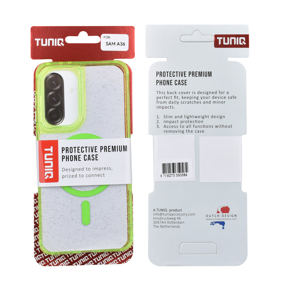 TUNIQ Samsung Galaxy A36 Backcover hoesje - Magsafe - Glitter - Hanger - Groen-Hoesjes-Ilumina Benelux
