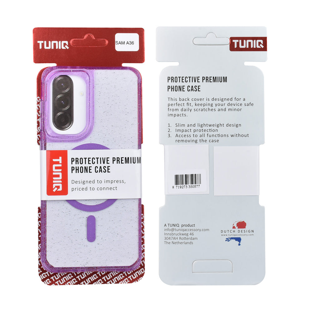 TUNIQ Samsung Galaxy A36 Backcover hoesje - Magsafe - Glitter - Hanger - Paars-Hoesjes-Ilumina Benelux