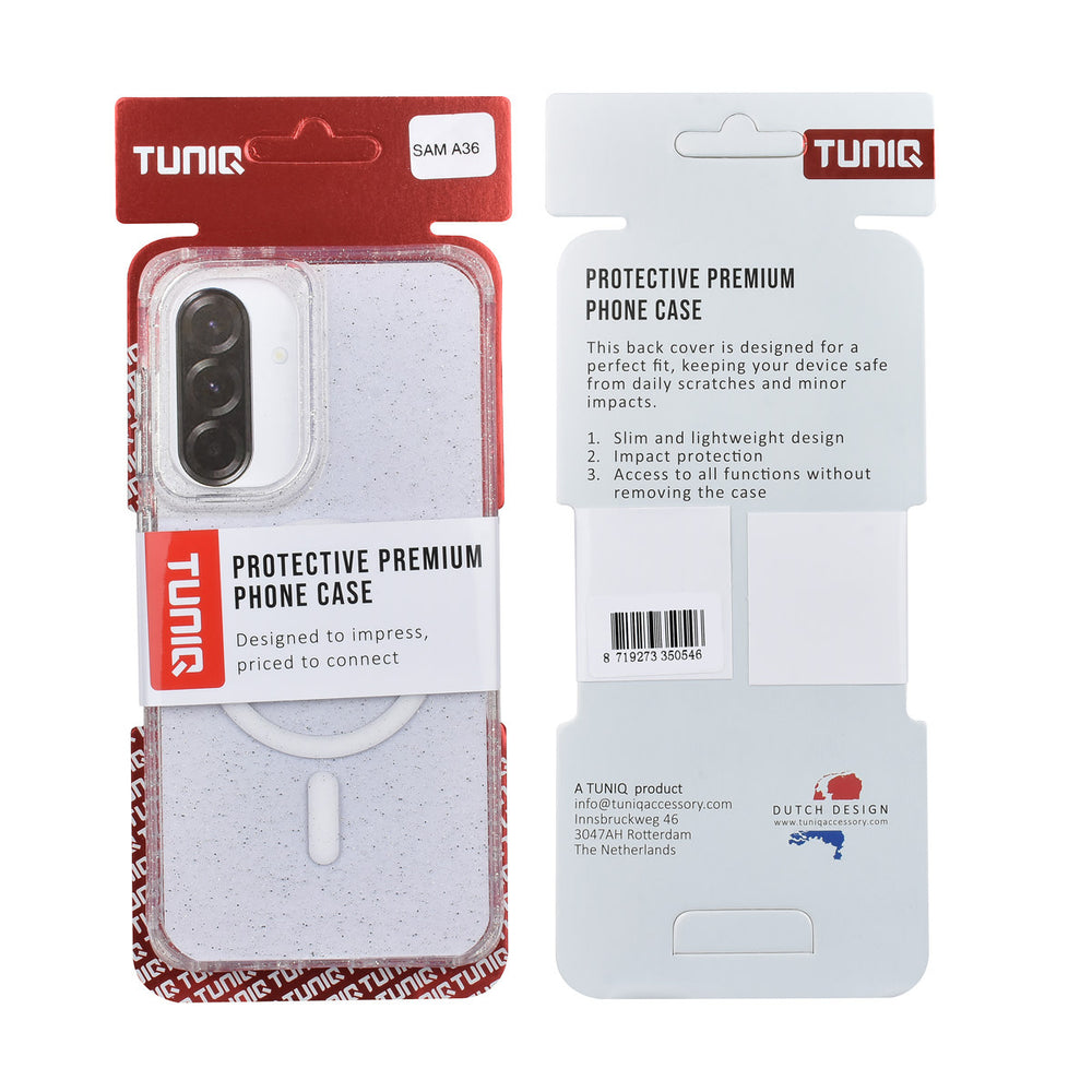 TUNIQ Samsung Galaxy A36 Backcover hoesje - Magsafe - Glitter - Hanger - Transparant-Hoesjes-Ilumina Benelux