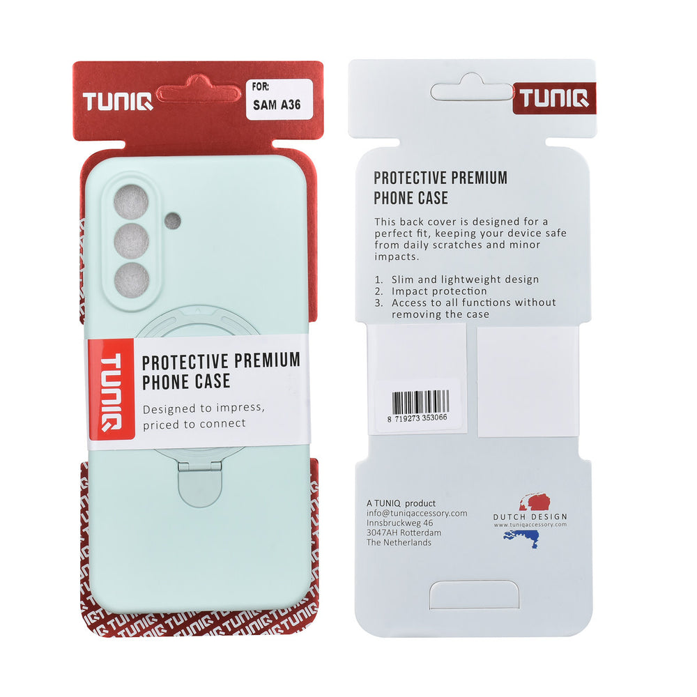 TUNIQ Samsung Galaxy A36 Backcover hoesje - Magsafe With Ring Stand - Hanger - Mint Green-Hoesjes-Ilumina Benelux