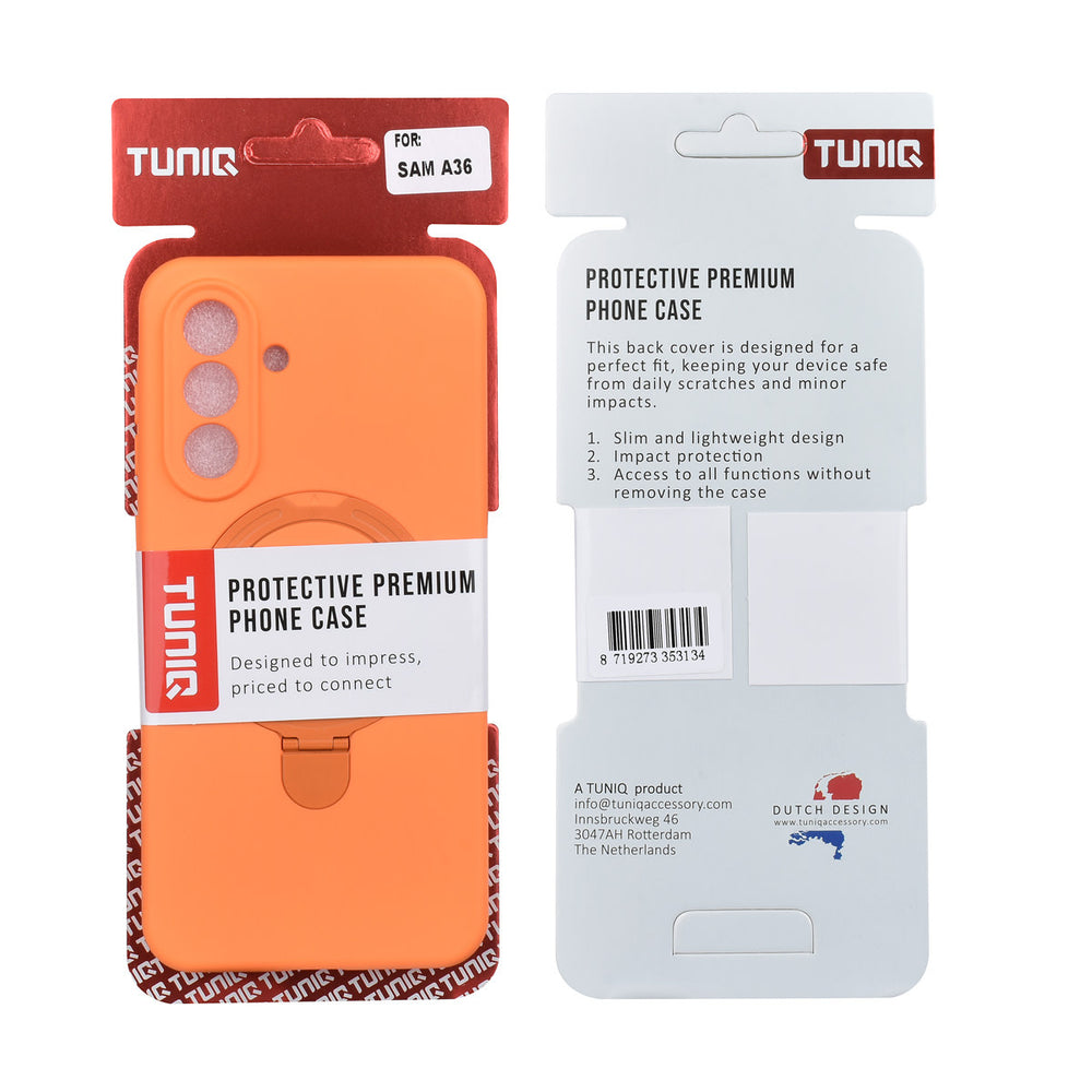 TUNIQ Samsung Galaxy A36 Backcover hoesje - Magsafe With Ring Stand - Hanger - Tangerine Orange-Hoesjes-Ilumina Benelux