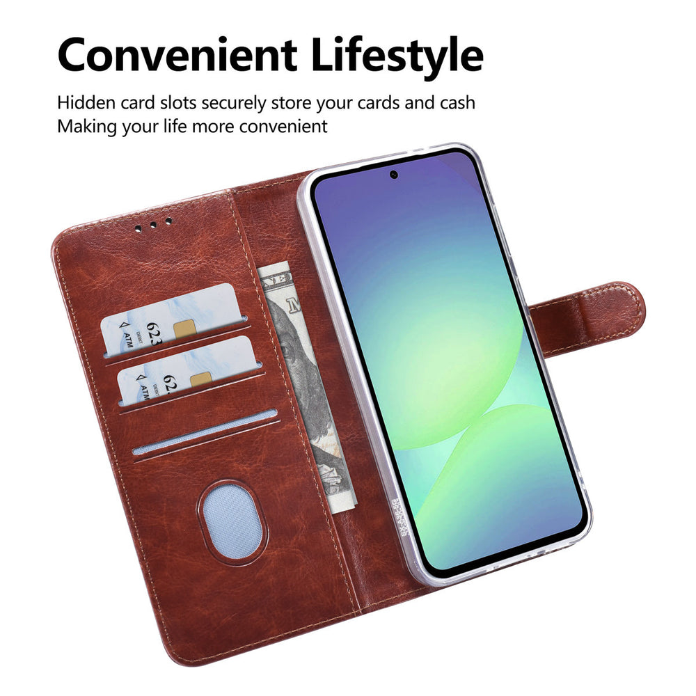 TUNIQ Samsung Galaxy A36 Book Case hoesje - Pasjeshouder voor 3 pasjes - Hanger - Bruin-Hoesjes-Ilumina Benelux