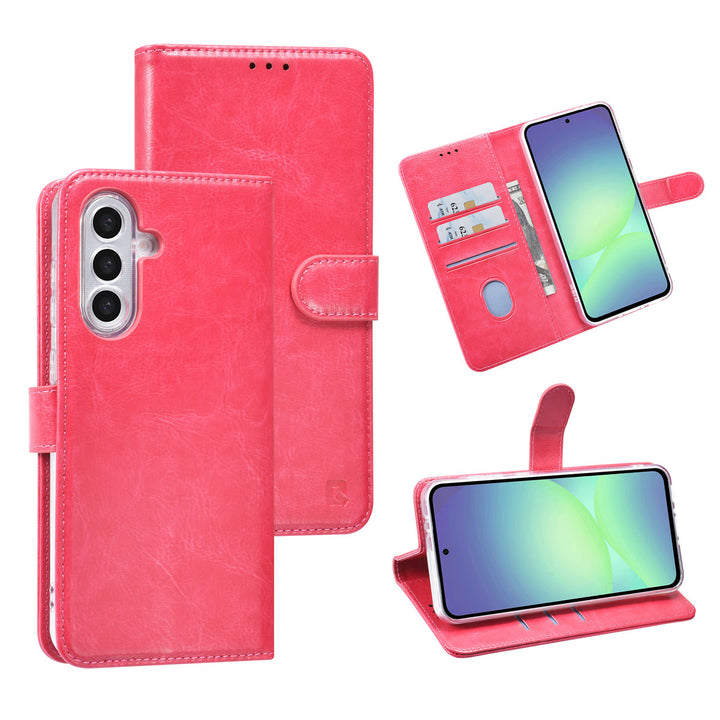 TUNIQ Samsung Galaxy A36 Book Case hoesje - Pasjeshouder voor 3 pasjes - Hanger - Felroze-Hoesjes-Ilumina Benelux
