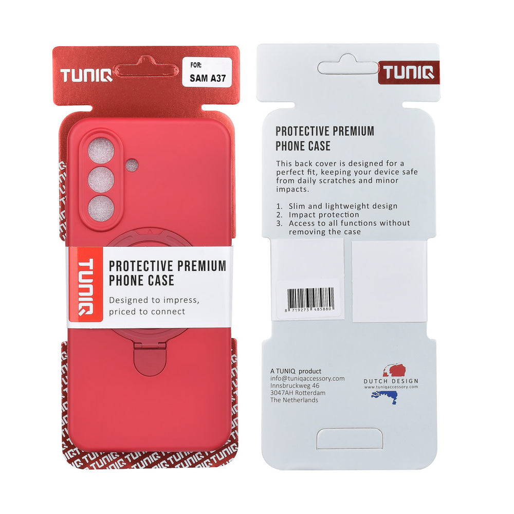 TUNIQ Samsung Galaxy A37 Backcover hoesje - Magsafe With Ring Stand - Hanger - Cherry Red-Hoesjes-Ilumina Benelux