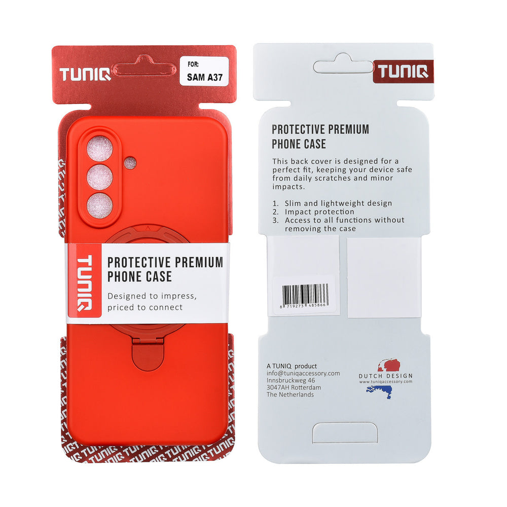TUNIQ Samsung Galaxy A37 Backcover hoesje - Magsafe With Ring Stand - Hanger - Classic Red-Hoesjes-Ilumina Benelux