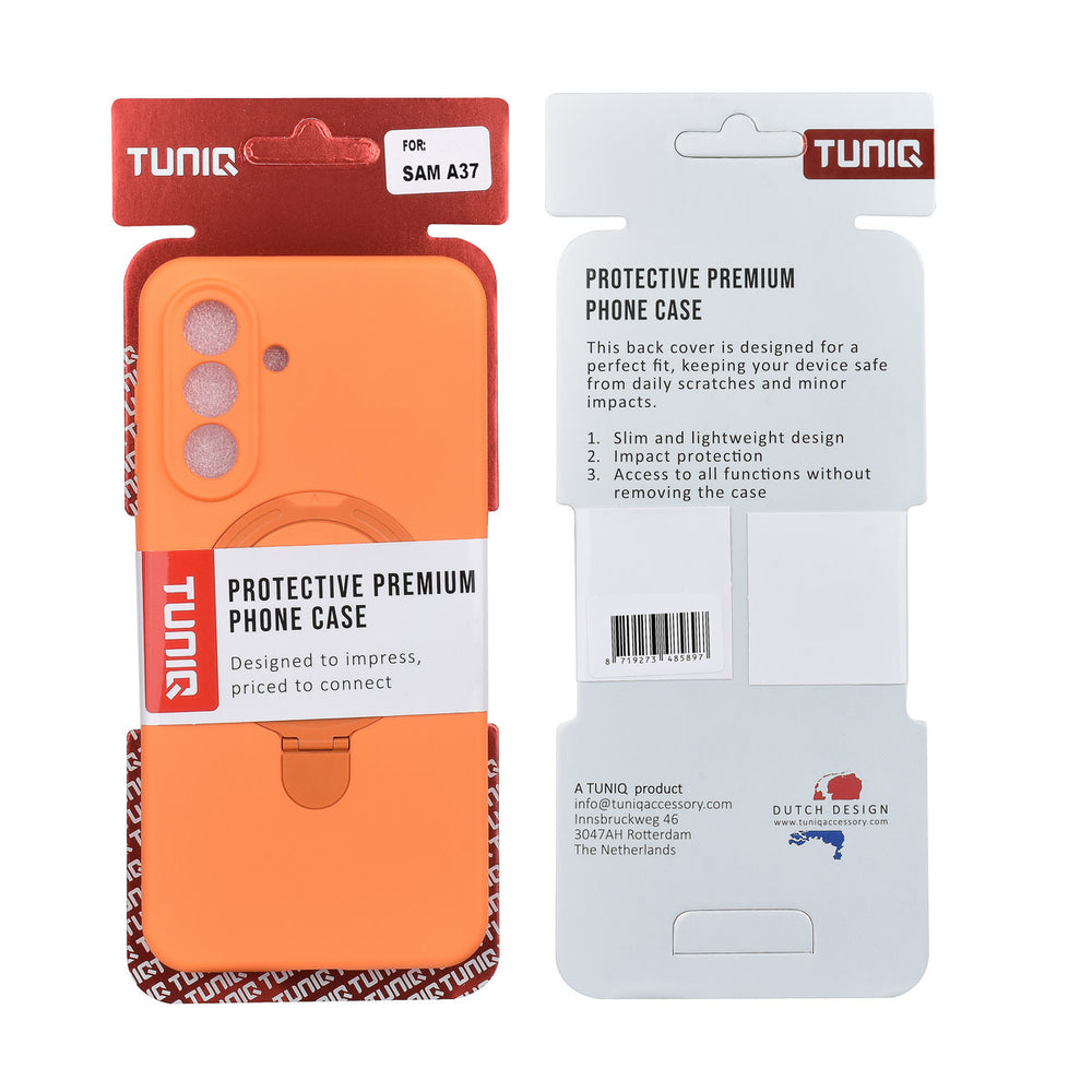 TUNIQ Samsung Galaxy A37 Backcover hoesje - Magsafe With Ring Stand - Hanger - Tangerine Orange-Hoesjes-Ilumina Benelux