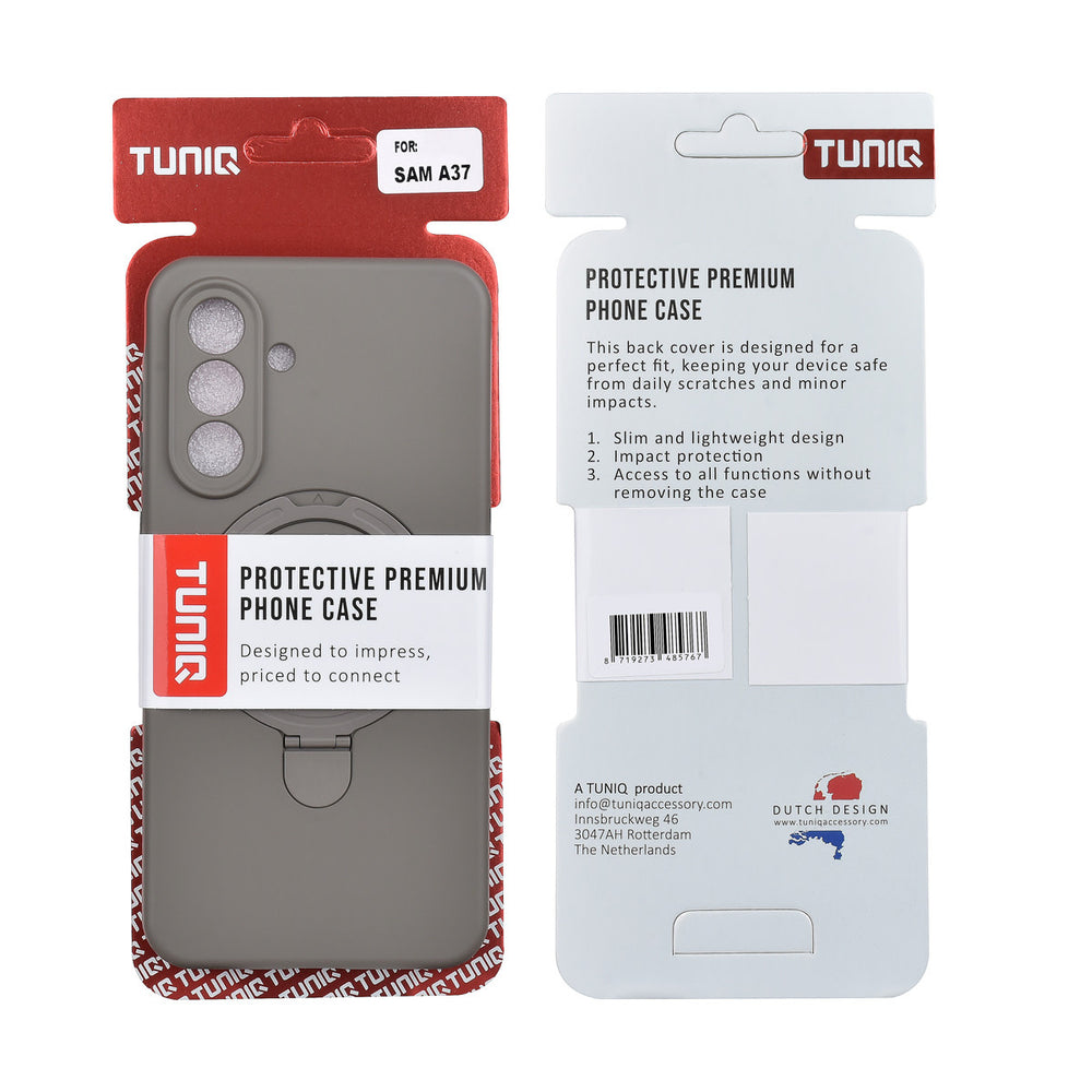 TUNIQ Samsung Galaxy A37 Backcover hoesje - Magsafe With Ring Stand - Hanger - Titanium Grey-Hoesjes-Ilumina Benelux