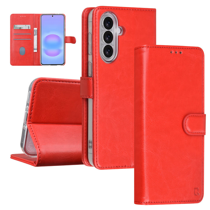TUNIQ Samsung Galaxy A37 Book Case hoesje - Pasjeshouder voor 3 pasjes - Magneetsluiting - Hanger - Rood-Hoesjes-Ilumina Benelux