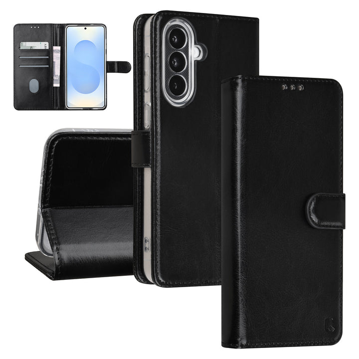TUNIQ Samsung Galaxy A37 Book Case hoesje - Pasjeshouder voor 3 pasjes - Magneetsluiting - Hanger - Zwart-Hoesjes-Ilumina Benelux