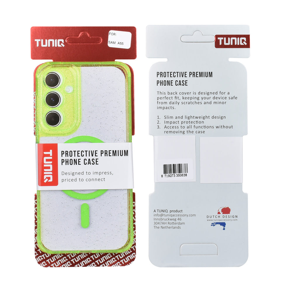 TUNIQ Samsung Galaxy A55 Backcover hoesje - Magsafe - Glitter - Hanger - Groen-Hoesjes-Ilumina Benelux