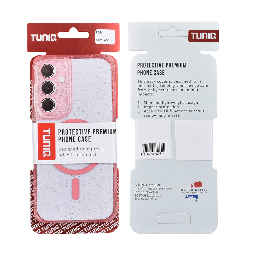 TUNIQ Samsung Galaxy A55 Backcover hoesje - Magsafe - Glitter - Hanger - Roze-Hoesjes-Ilumina Benelux