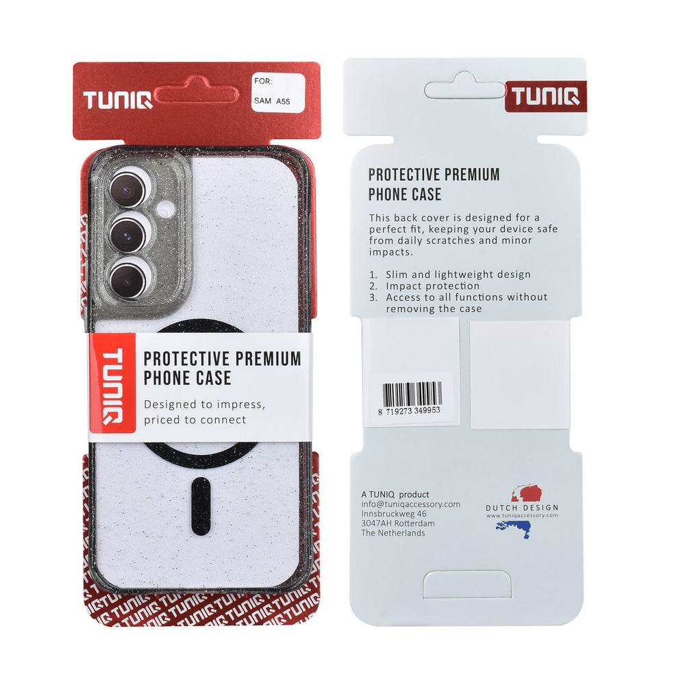 TUNIQ Samsung Galaxy A55 Backcover hoesje - Magsafe - Glitter - Hanger - Zwart-Hoesjes-Ilumina Benelux