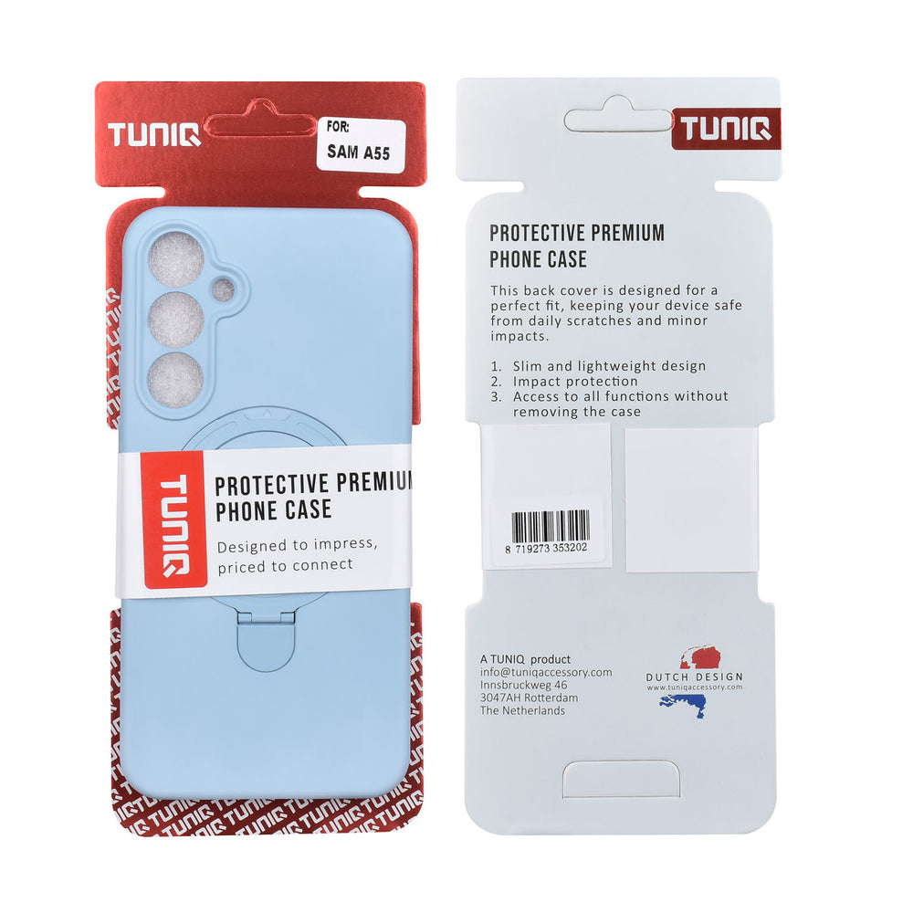 TUNIQ Samsung Galaxy A55 Backcover hoesje - Magsafe With Ring Stand - Hanger - Baby Blue-Hoesjes-Ilumina Benelux
