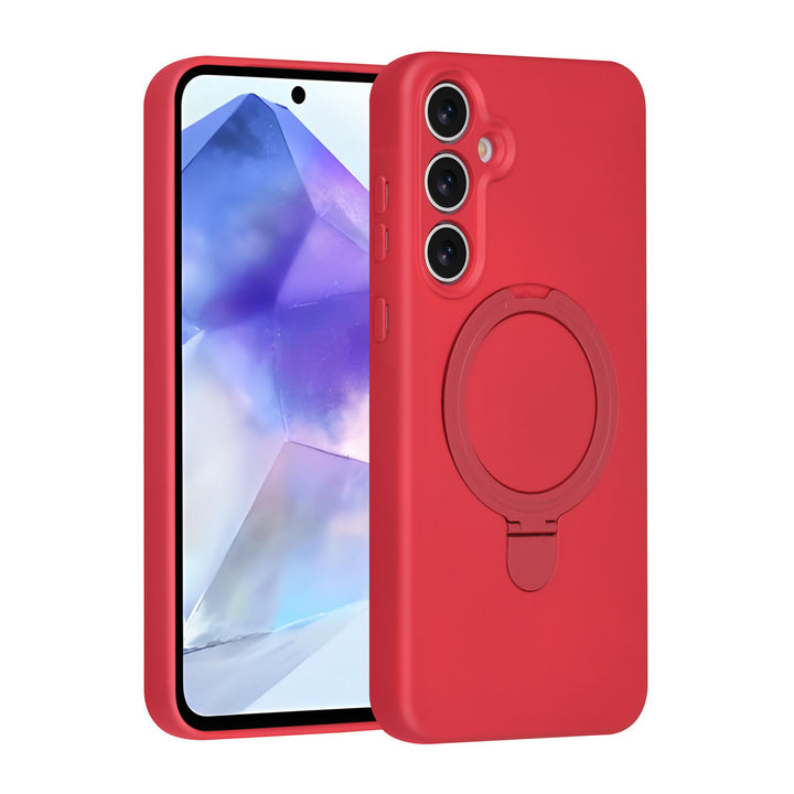 TUNIQ Samsung Galaxy A55 Backcover hoesje - Magsafe With Ring Stand - Hanger - Cherry Red-Hoesjes-Ilumina Benelux