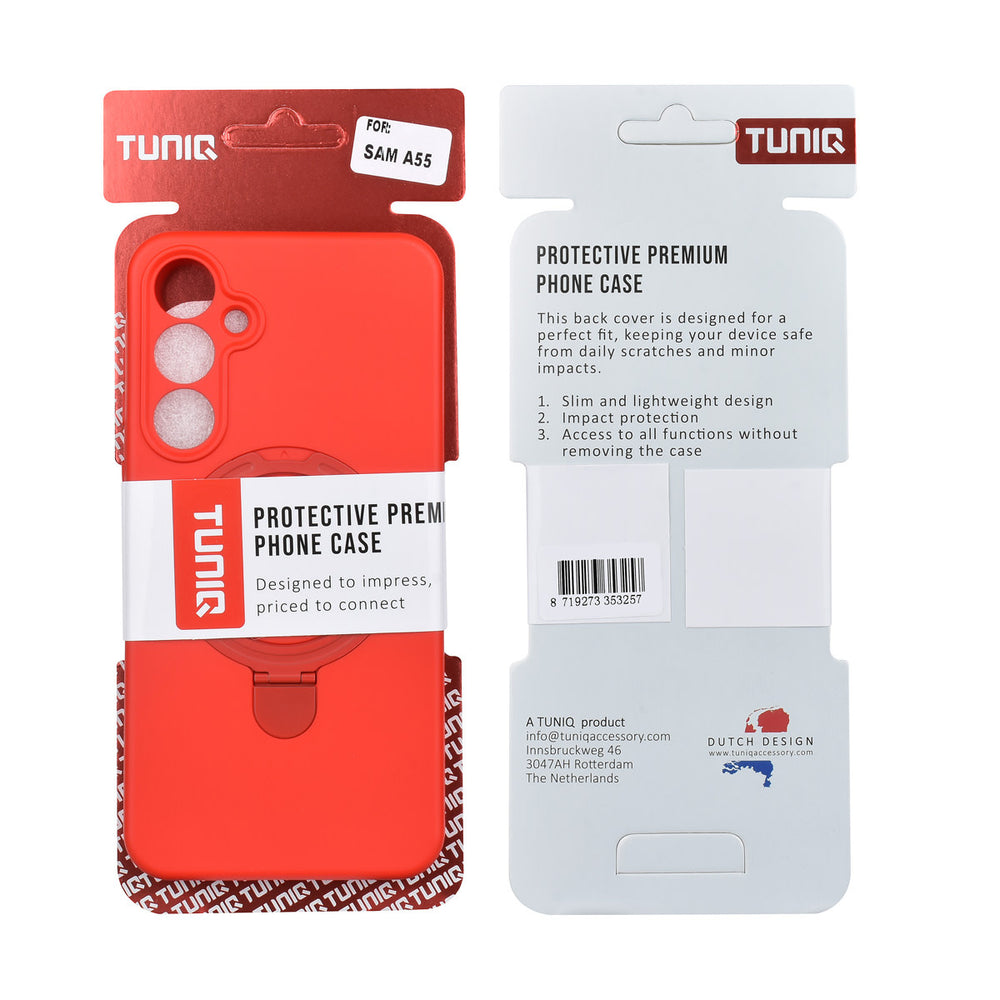 TUNIQ Samsung Galaxy A55 Backcover hoesje - Magsafe With Ring Stand - Hanger - Classic Red-Hoesjes-Ilumina Benelux