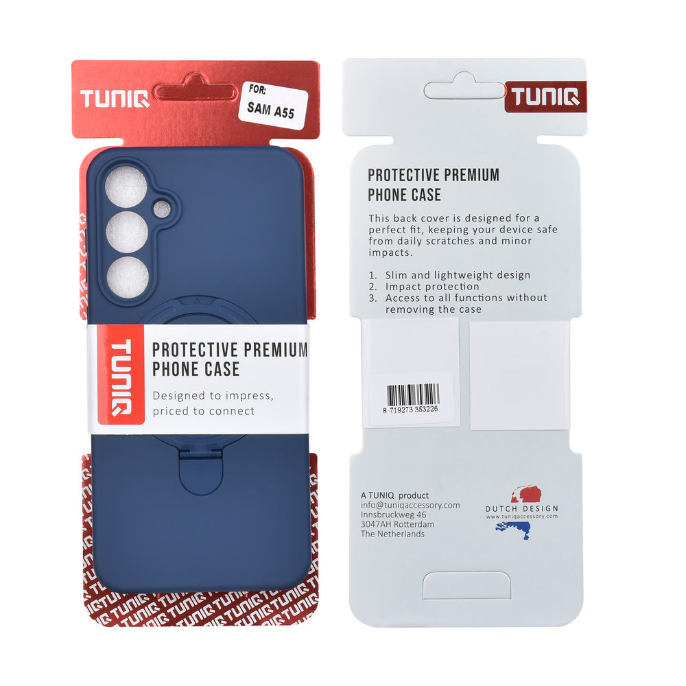 TUNIQ Samsung Galaxy A55 Backcover hoesje - Magsafe With Ring Stand - Hanger - Navy Blue-Hoesjes-Ilumina Benelux