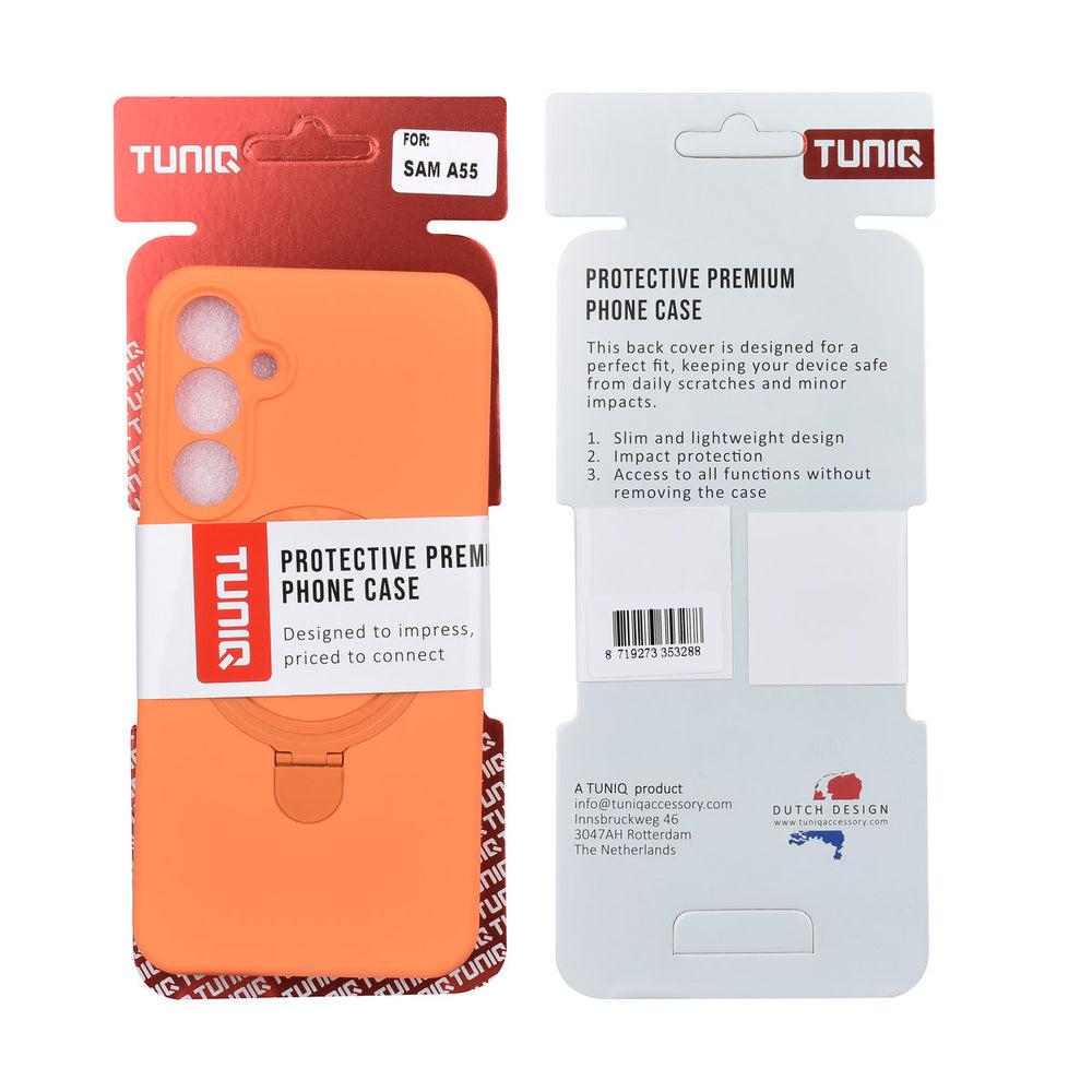 TUNIQ Samsung Galaxy A55 Backcover hoesje - Magsafe With Ring Stand - Hanger - Tangerine Orange-Hoesjes-Ilumina Benelux