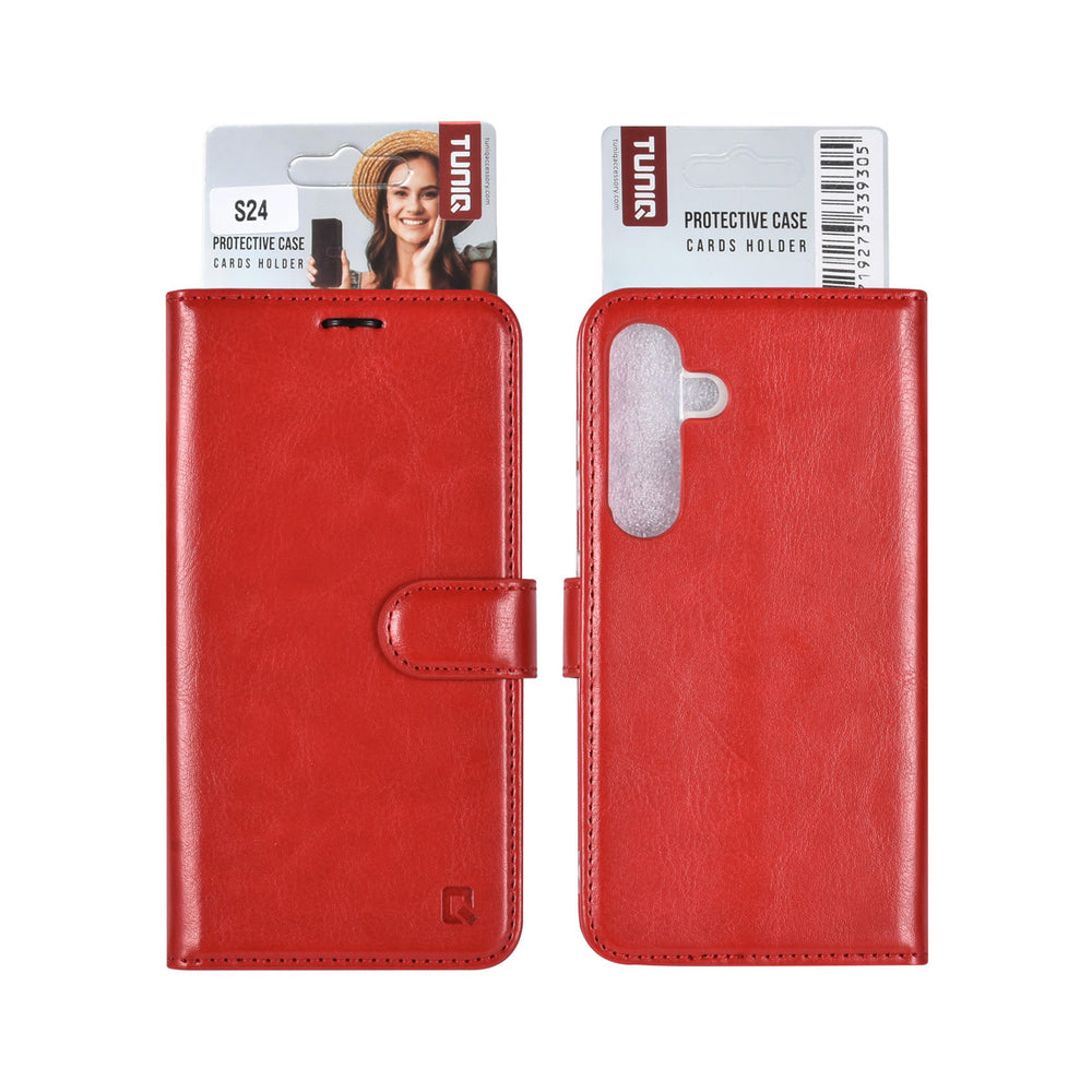 TUNIQ Samsung Galaxy A55 Book Case hoesje - Pasjeshouder voor 3 pasjes - Magneetsluiting - Hanger - Rood-Hoesjes-Ilumina Benelux