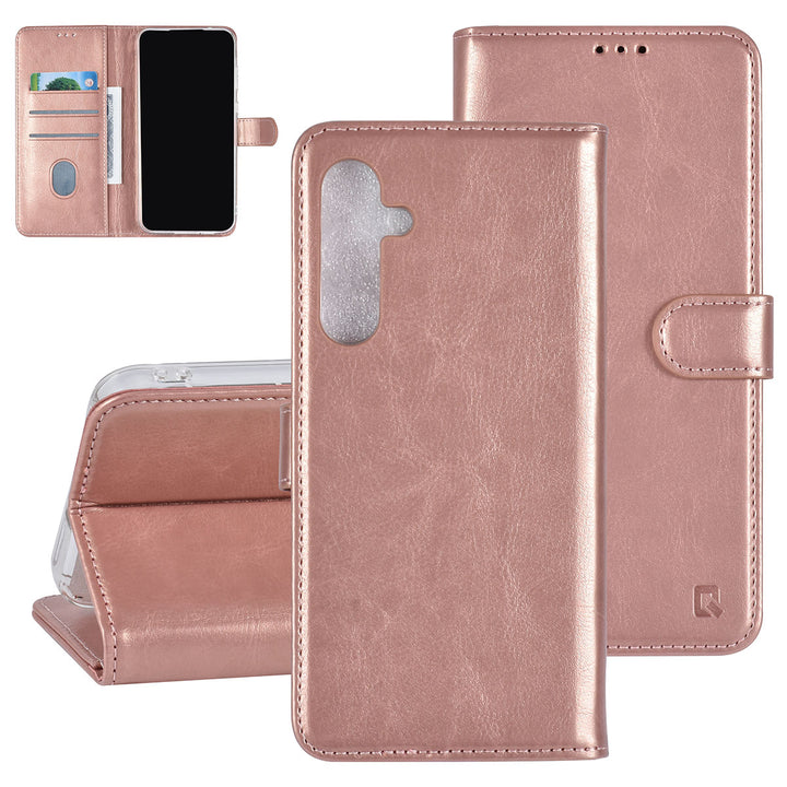 TUNIQ Samsung Galaxy A55 Book Case hoesje - Pasjeshouder voor 3 pasjes - Magneetsluiting - Hanger -Rose Gold-Hoesjes-Ilumina Benelux