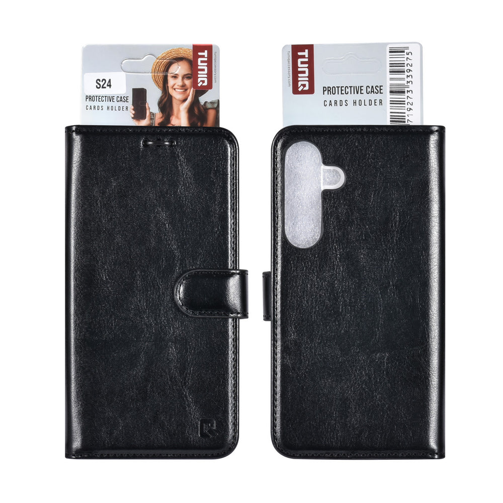 TUNIQ Samsung Galaxy A55 Book Case hoesje - Pasjeshouder voor 3 pasjes - Magneetsluiting - Hanger - Zwart-Hoesjes-Ilumina Benelux