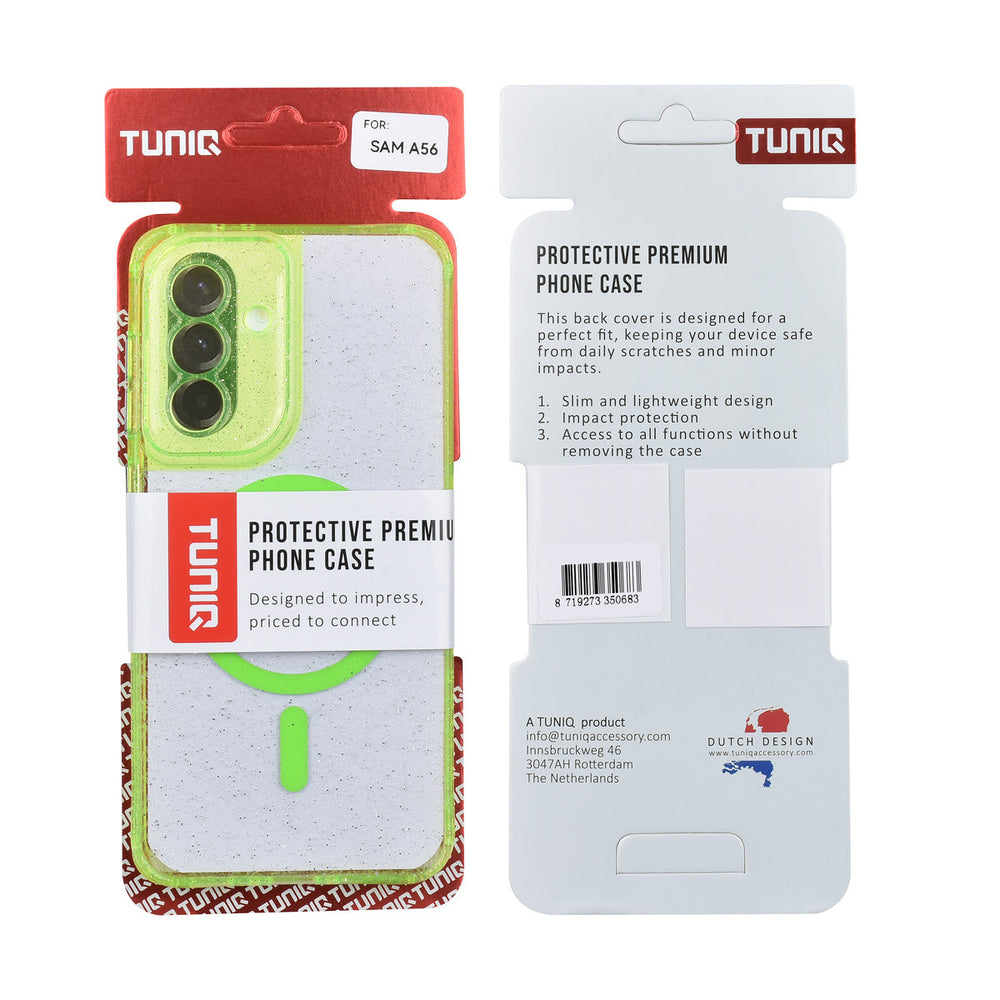 TUNIQ Samsung Galaxy A56 Backcover hoesje - Magsafe - Glitter - Hanger - Groen-Hoesjes-Ilumina Benelux