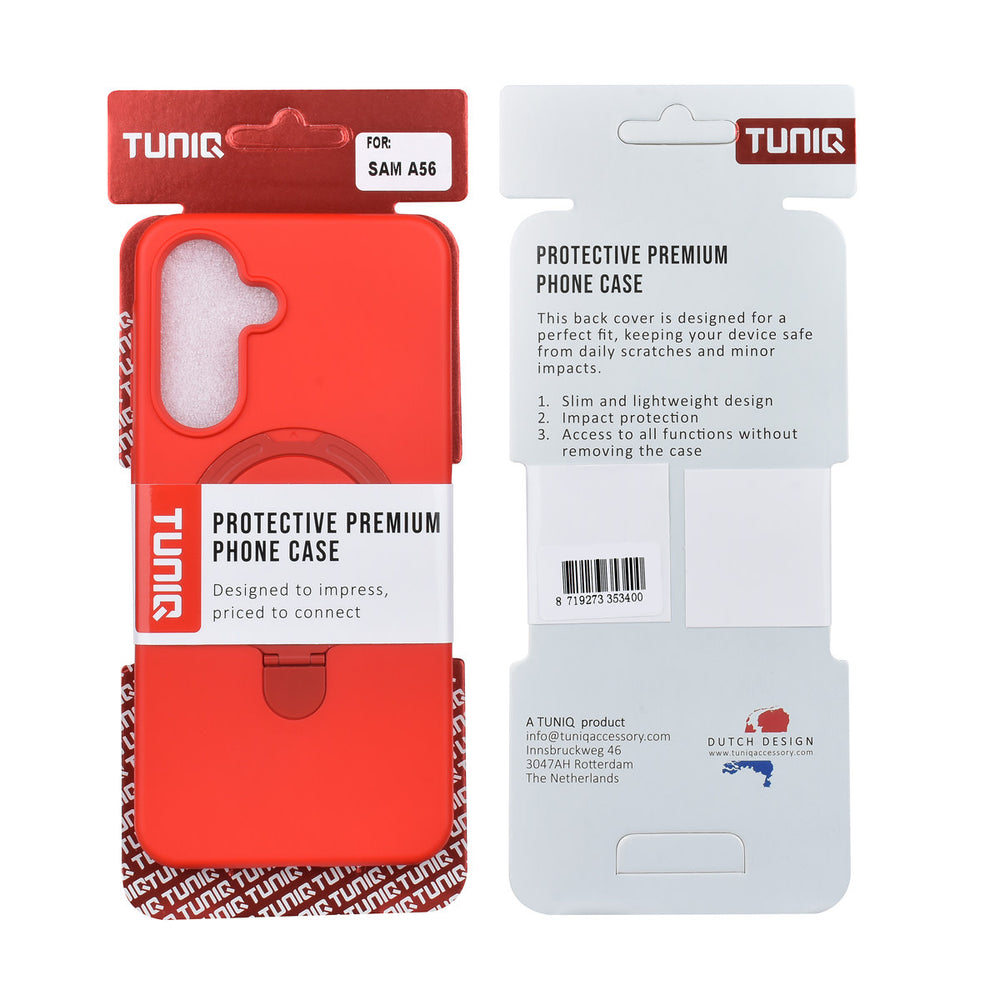 TUNIQ Samsung Galaxy A56 Backcover hoesje - Magsafe With Ring Stand - Hanger - Classic Red-Hoesjes-Ilumina Benelux