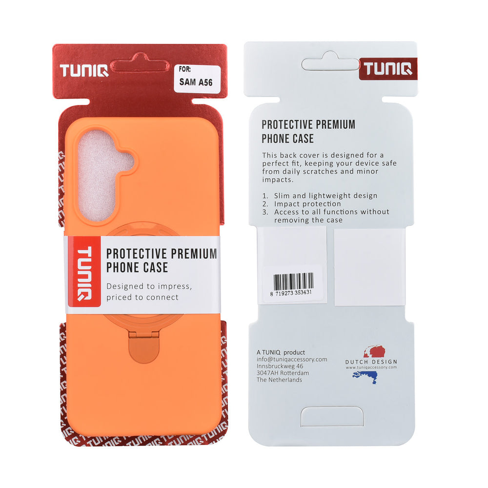 TUNIQ Samsung Galaxy A56 Backcover hoesje - Magsafe With Ring Stand - Hanger - Tangerine Orange-Hoesjes-Ilumina Benelux