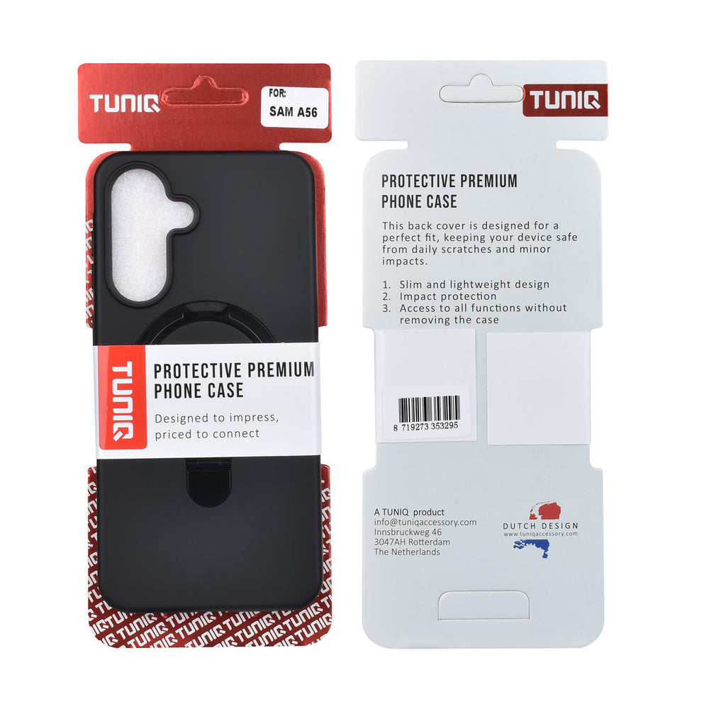 TUNIQ Samsung Galaxy A56 Backcover hoesje - Magsafe With Ring Stand - Hanger - Zwart-Hoesjes-Ilumina Benelux