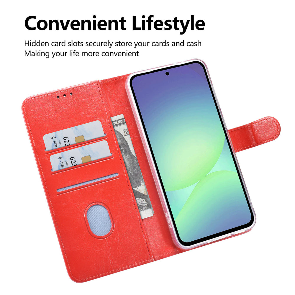 TUNIQ Samsung Galaxy A56 Book Case hoesje - Pasjeshouder voor 3 pasjes - Hanger - Rood-Hoesjes-Ilumina Benelux