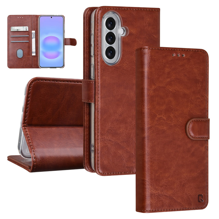 TUNIQ Samsung Galaxy A57 Book Case hoesje - Pasjeshouder voor 3 pasjes - Magneetsluiting - Hanger - Bruin-Hoesjes-Ilumina Benelux
