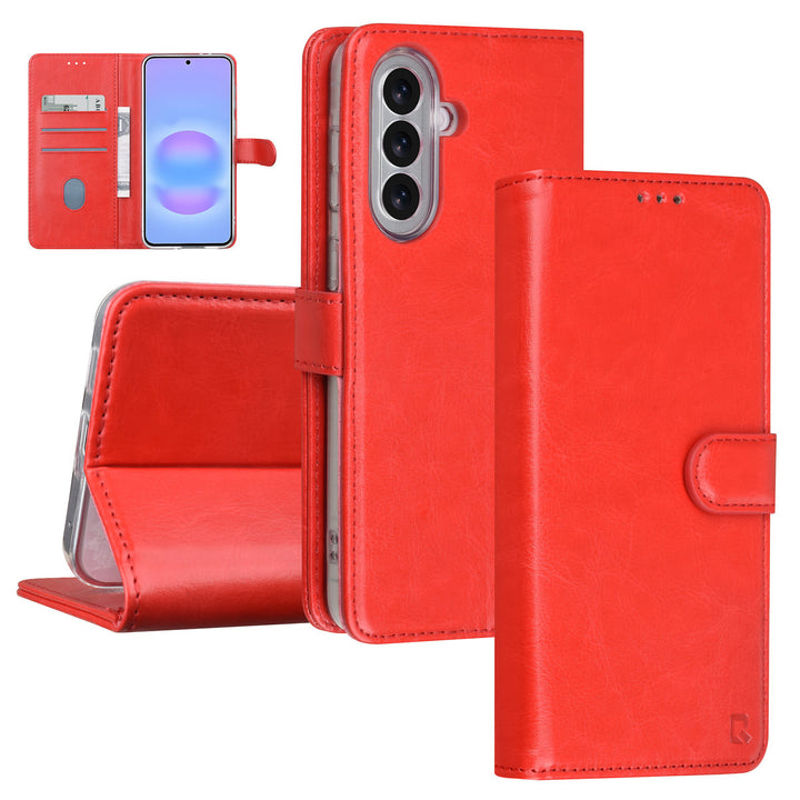 TUNIQ Samsung Galaxy A57 Book Case hoesje - Pasjeshouder voor 3 pasjes - Magneetsluiting - Hanger - Rood-Hoesjes-Ilumina Benelux
