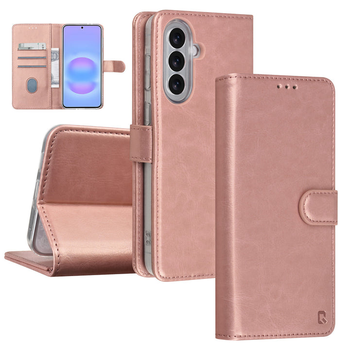TUNIQ Samsung Galaxy A57 Book Case hoesje - Pasjeshouder voor 3 pasjes - Magneetsluiting - Hanger - Rose Gold-Hoesjes-Ilumina Benelux