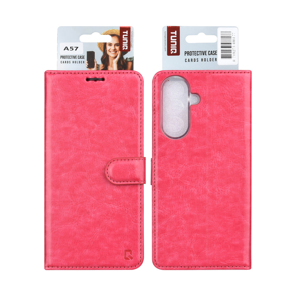 TUNIQ Samsung Galaxy A57 Book Case hoesje - Pasjeshouder voor 3 pasjes - Magneetsluiting - Hanger - Roze-Hoesjes-Ilumina Benelux