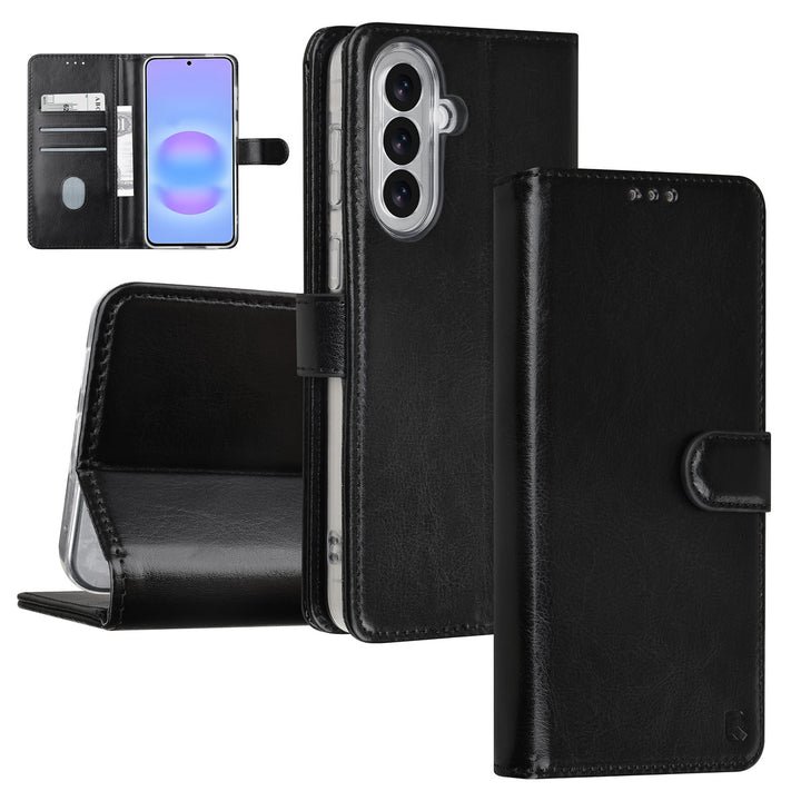TUNIQ Samsung Galaxy A57 Book Case hoesje - Pasjeshouder voor 3 pasjes - Magneetsluiting - Hanger - Zwart-Hoesjes-Ilumina Benelux