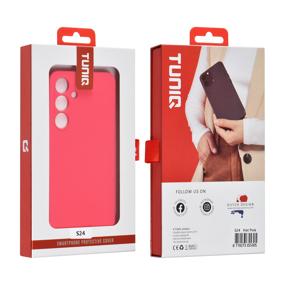 TUNIQ Samsung Galaxy S24 Backcover hoesje - Felroze-Hoesjes-Ilumina Benelux