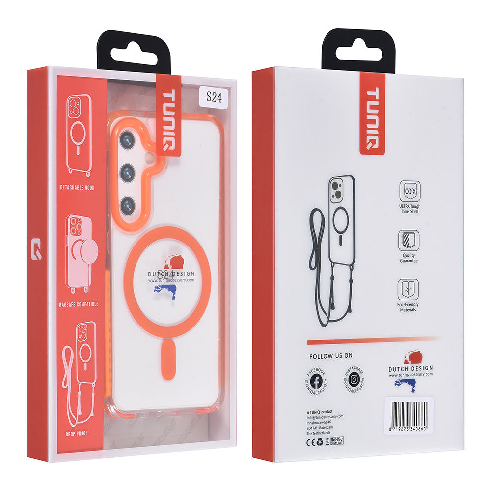 TUNIQ Samsung Galaxy S24 Backcover hoesje neck cord - magsafe - Oranje-Hoesjes-Ilumina Benelux