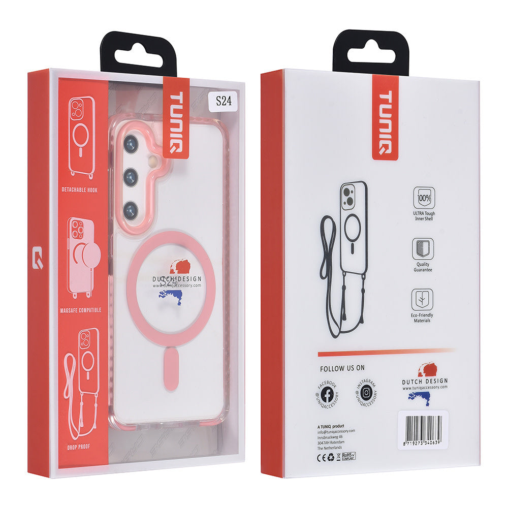 TUNIQ Samsung Galaxy S24 Backcover hoesje neck cord - magsafe - Roze-Hoesjes-Ilumina Benelux
