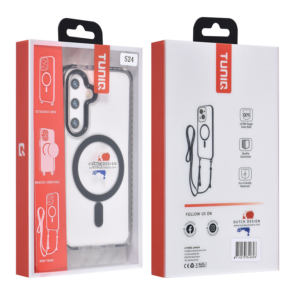 TUNIQ Samsung Galaxy S24 Backcover hoesje neck cord - magsafe - Zwart-Hoesjes-Ilumina Benelux