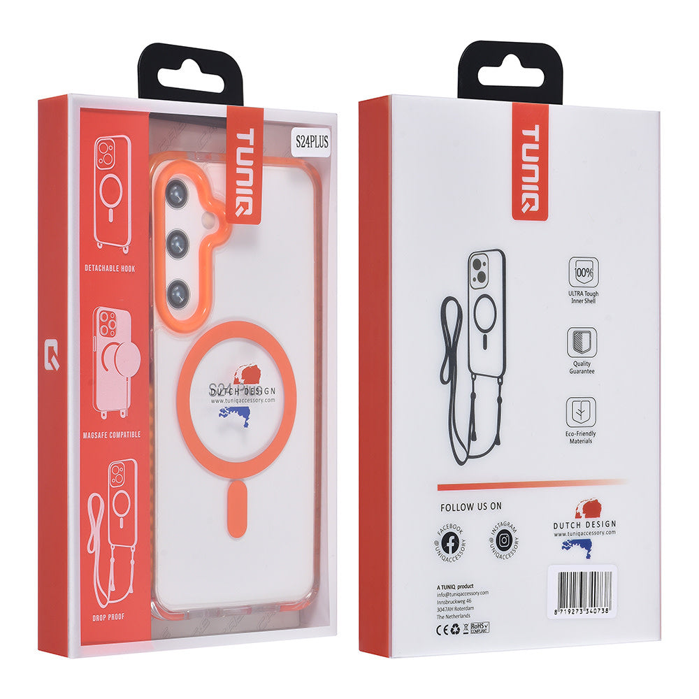 TUNIQ Samsung Galaxy S24 Plus Backcover hoesje neck cord - magsafe - Oranje-Hoesjes-Ilumina Benelux