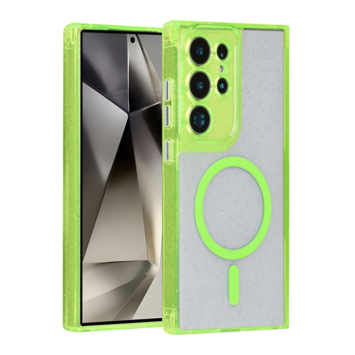 TUNIQ Samsung Galaxy S24 Ultra Backcover hoesje - Magsafe - Glitter - Hanger - Groen-Hoesjes-Ilumina Benelux