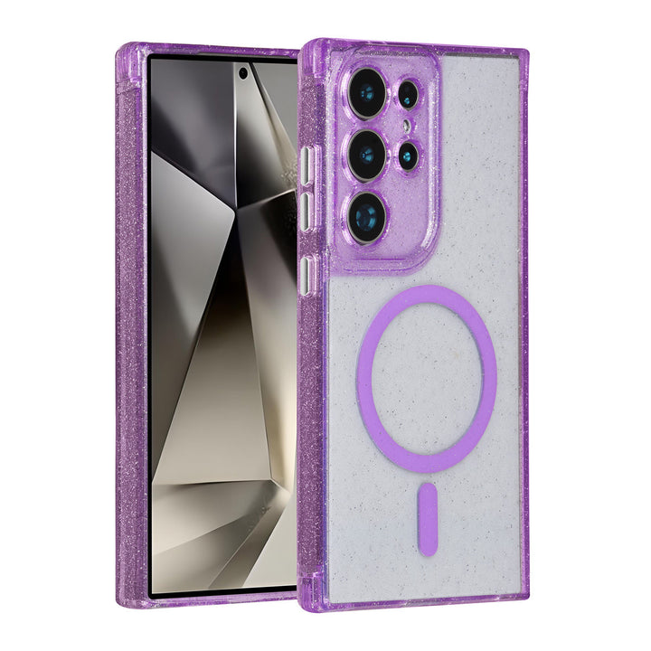 TUNIQ Samsung Galaxy S24 Ultra Backcover hoesje - Magsafe - Glitter - Hanger - Paars-Hoesjes-Ilumina Benelux